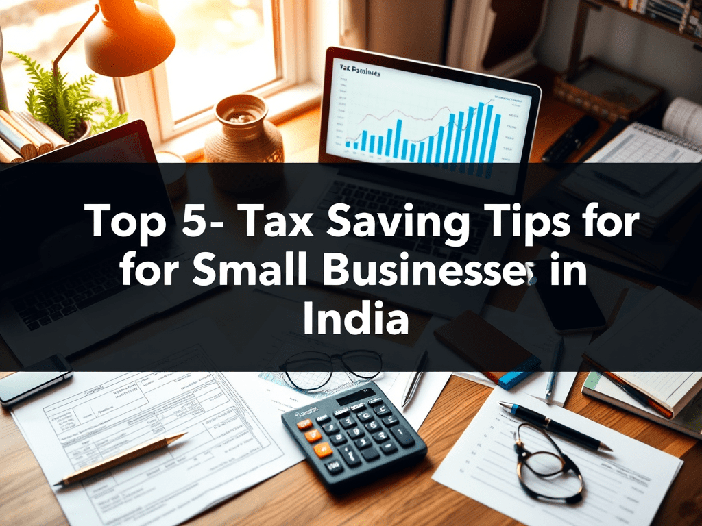 Small business owner reviewing tax documents and calculator for tax saving